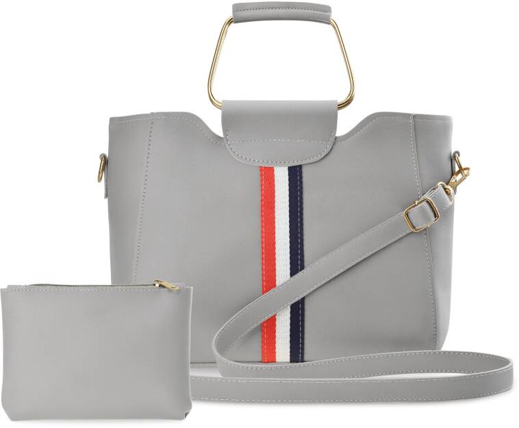 Dámská módní kabelka listonoška shopper kufřík s prošitím + malá kosmetická taštička - šedý