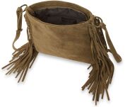 Dámská crossbody kabelka boho styl třásně semiš pravá kůže VERA PELLE - šedá - 3