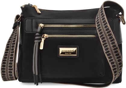 Monnari pošťácká taška s aztéckým popruhem, prostorná dámská ramenní taška - černá.