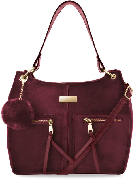 Klasická městská taška dámská kabelka kufřík taška typu shopper přes rameno s bambulí velur semiš