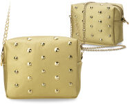 Dámská kabelka s řetízkem jety cvočky zlatá - 5