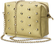 Dámská kabelka s řetízkem jety cvočky zlatá - 2