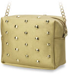 Dámská kabelka s řetízkem jety cvočky zlatá - 3