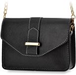 Elegantní dámská pevná kabelka taška shopper listonoška na řětízku s originálním zapínáním černá - 2