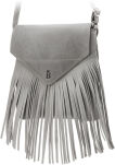 Kožená crossbody kabelka s třásněmi boho - modrá - 2