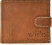 Objemná kožená pánská peněženka always wild horizontální prostorna se sponou proti krádeži rfid secure - camel - 2