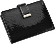 Elegantní pouzdro na karty a vizitky z lakované kůže – černé - 4