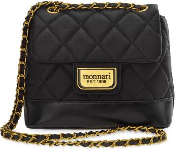 Klasická prošívaná malá kabelka monnari dámská elegantní taška s řetízkem - černá