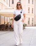 Velká dámská ledvinka prostorná elegantní klasická crossbody - černá - 4