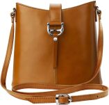 Dámská kožená crossbody kabelka z pravé kůže VERA PELLE barvy - camel - 3