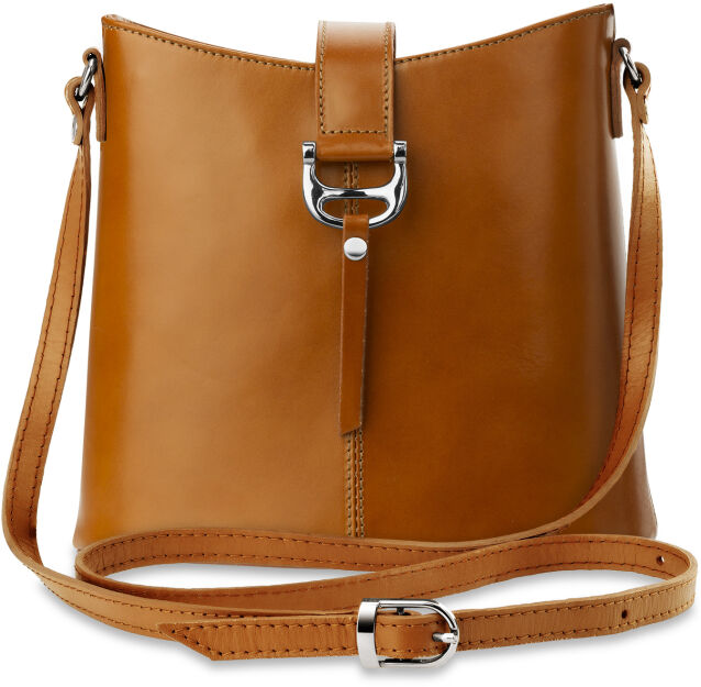 Dámská kožená crossbody kabelka z pravé kůže VERA PELLE barvy - camel