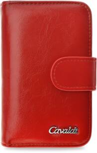 Cavaldi elegantní prostorná dámská peněženka s kapsami na karty kožená malá peněženka se zapínáním na patentku a zip - červená