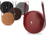 Kulatá dámská listonoška kabelka baleine přírodní kůže v retro stylu šedý - 4