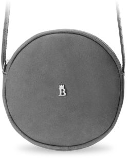 Kulatá dámská crossbody kabelka Baleine, pravá kůže – popelavá