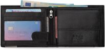 4U Cavaldi malá klasická kožená pánská rozšiřitelná peněženka slick horizontální měkká kůže RFID - černá - 4