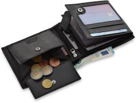 4U Cavaldi malá klasická kožená pánská rozšiřitelná peněženka slick horizontální měkká kůže RFID - černá - 5