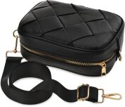 Victoria&co dámská kabelka pletená prošívaná crossbody - černá - 4