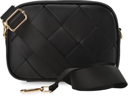 Victoria&co dámská kabelka pletená prošívaná crossbody - černá