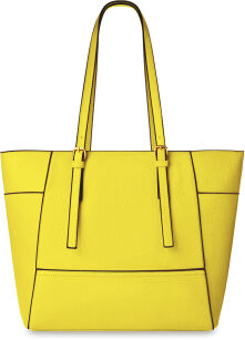 Prostorná dámská shopper kabelka elegantní taška na zip – žlutá