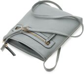 Elegantní dámská crossbody pošťácká kabelka s kapsami klasická malá na rameno - šedá - 4