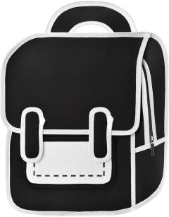 Originální dětský batoh školní aktovka s komiksovým 3d efektem - bílo-černý