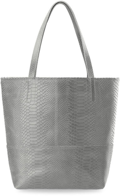Dámská kabelka velký vak shopper bag z pravé kůže semiš - šedá