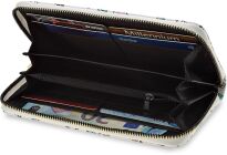 Barevná velká dámská peněženka s potiskem prostorná kabelka na zip s potiskem sváteční pastelový vzor líné kočky - bílá - 4