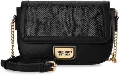 Monnari prostorná elegantní kabelka přes rameno s lakovanou klopou kabelka přes rameno s řetízkem - černá