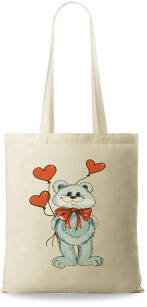 Kabelka shopper bag eko bavlněná taška s potiskem na nákupy béžová bear