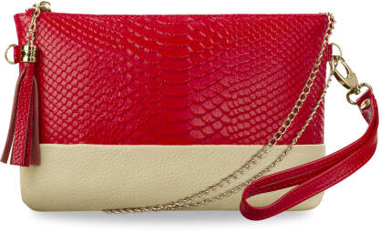 Elegantní dámská kabelka, řetízek červená