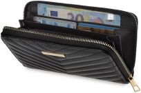 Elegantní dámská peněženka velká prošívaná peněženka psaníčko na zip - černá - 4