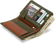 Dvoubarevná pánská peněženka z přírodní kůže - červeno-šedá - 3