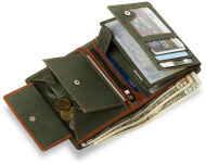 Dvoubarevná pánská peněženka z přírodní kůže - červeno-šedá - 5