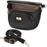 Elegantní dámská ledvinka kabelka ekologická kožená prostorná crossbody - černá - 4