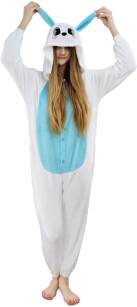 Pyžamo kigurumi jednodílný kostým s kapucí –   modrý králíček