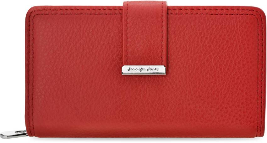 Pojemná velká dámská kožená peněženka jennifer jones na zip rfid secure - červená