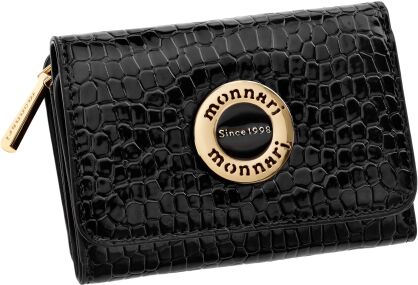Monnari malá dámská lakovaná peněženka elegantní peněženka - croco - černá
