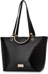 Monnari klasická kabelka dámská velká taška loďka shopper lakovaná na rameno - černá - 4