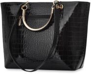 Monnari klasická kabelka dámská velká taška loďka shopper lakovaná na rameno - černá - 3