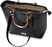 Monnari klasická kabelka dámská velká taška loďka shopper lakovaná na rameno - černá - 2