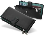 Funkční dámská peněženka visconti přírodní kůže spousta přihrádek černá - modrá - 2