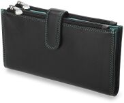 Funkční dámská peněženka visconti přírodní kůže spousta přihrádek černá - modrá - 3