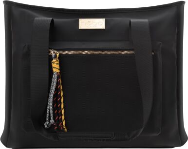 NOBO velká taška s třásněmi kabelka shopper s kapsou prostorná taška na rameno premium - černá