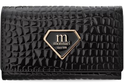 Lakovaná dámska peněženka Monnari peněženka na zip - černá