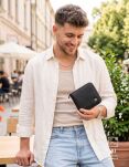 Pánská kožená peněženka na zip elegantní z pravé kůže prostorná RFID - černá - 5