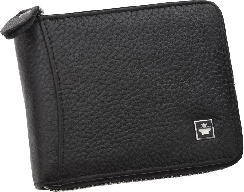 Kožená pánská peněženka na zip elegantní peněženka z přírodní kůže prostorná RFID - černá