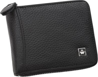 Kožená pánská peněženka na zip elegantní peněženka z přírodní kůže prostorná RFID - černá
