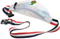 Mládežnická ledvinka holografický dámský sáček s barevným popruhem a aplikaci - stříbrná - 2