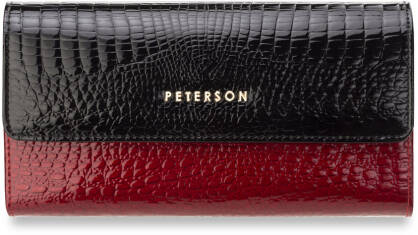 Horizontální dámská peněženka peterson lakovaná přírodní kůže červená