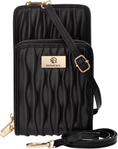 Malá dámská kabelka peněženka pouzdro na telefon 2v1 psaníčko crossbody - černá